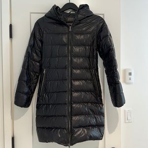 DUVETICA 3/4 length puffer in dark navy blue